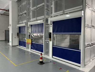 الباب الصناعي السريع من الفولاذ المغلف PVC 2m/s 900N / 800N مقاومة للدموع